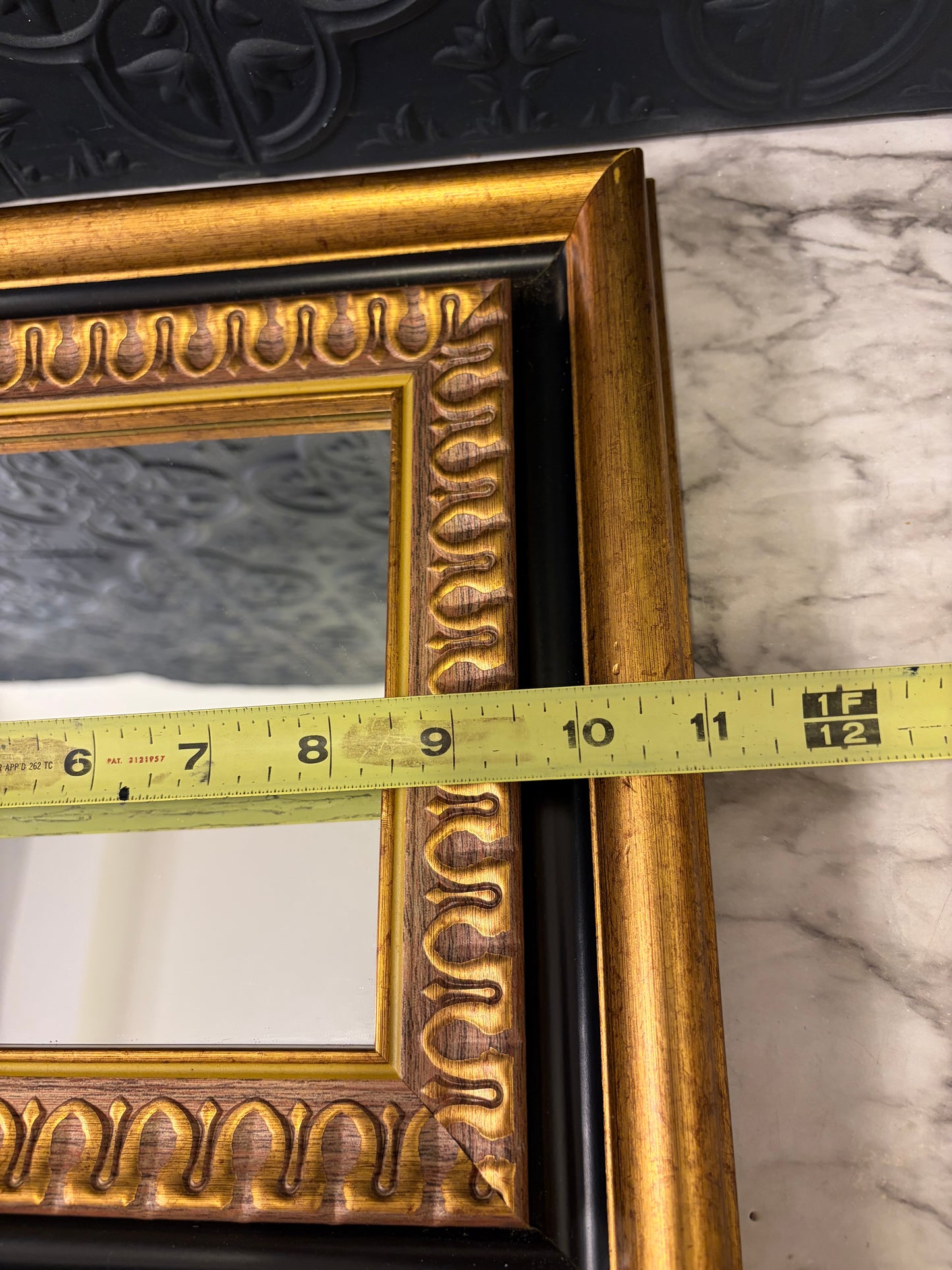 Square Gold and Black Wall Mirror 10.5 x 10.5