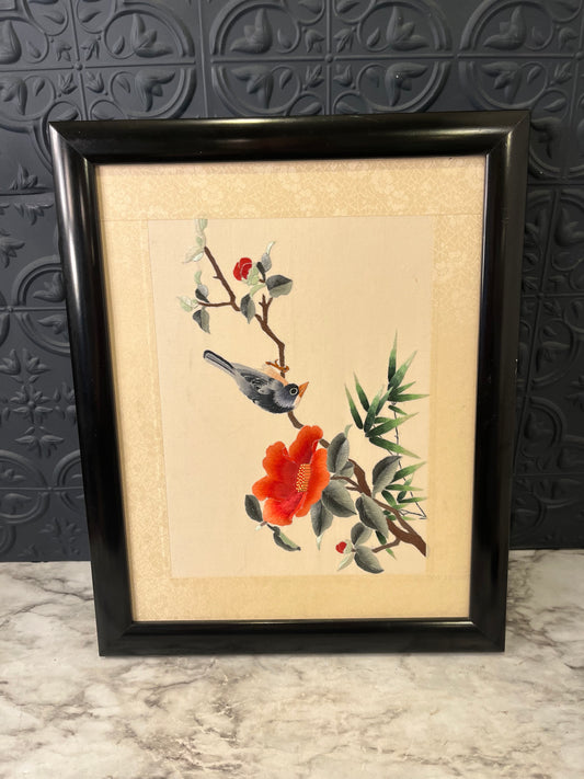 Silk Embroidery of one bird