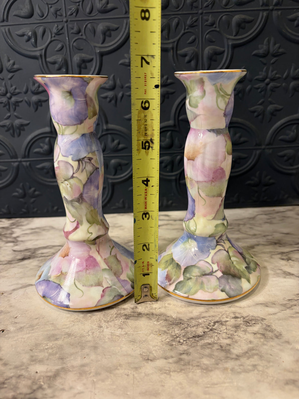 Pair of Morning Glory Candle Holders
