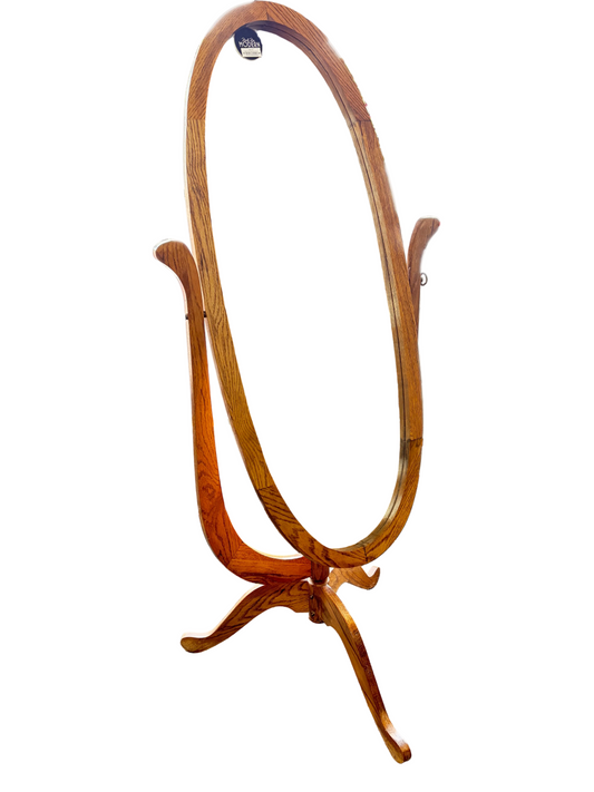 Oval Oak Standing Mirror