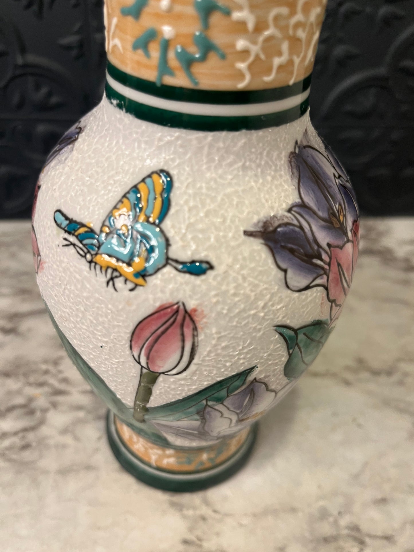 Floral Textured Vase with Flowers