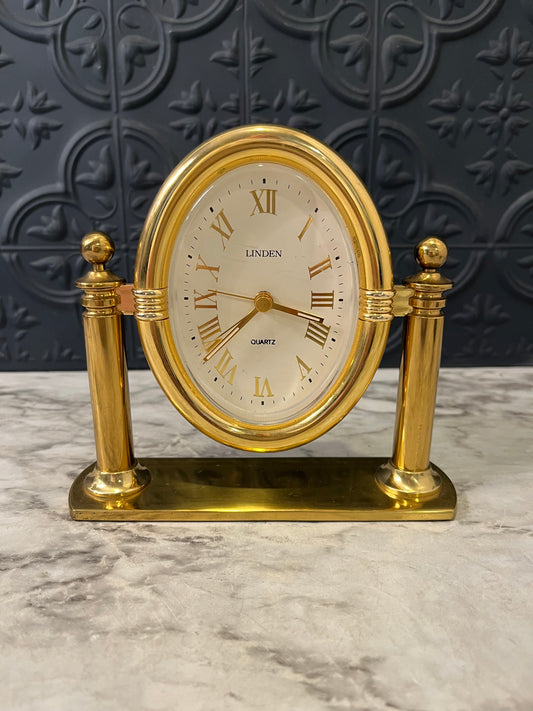 Brass Oval Linden Desktop Clock
