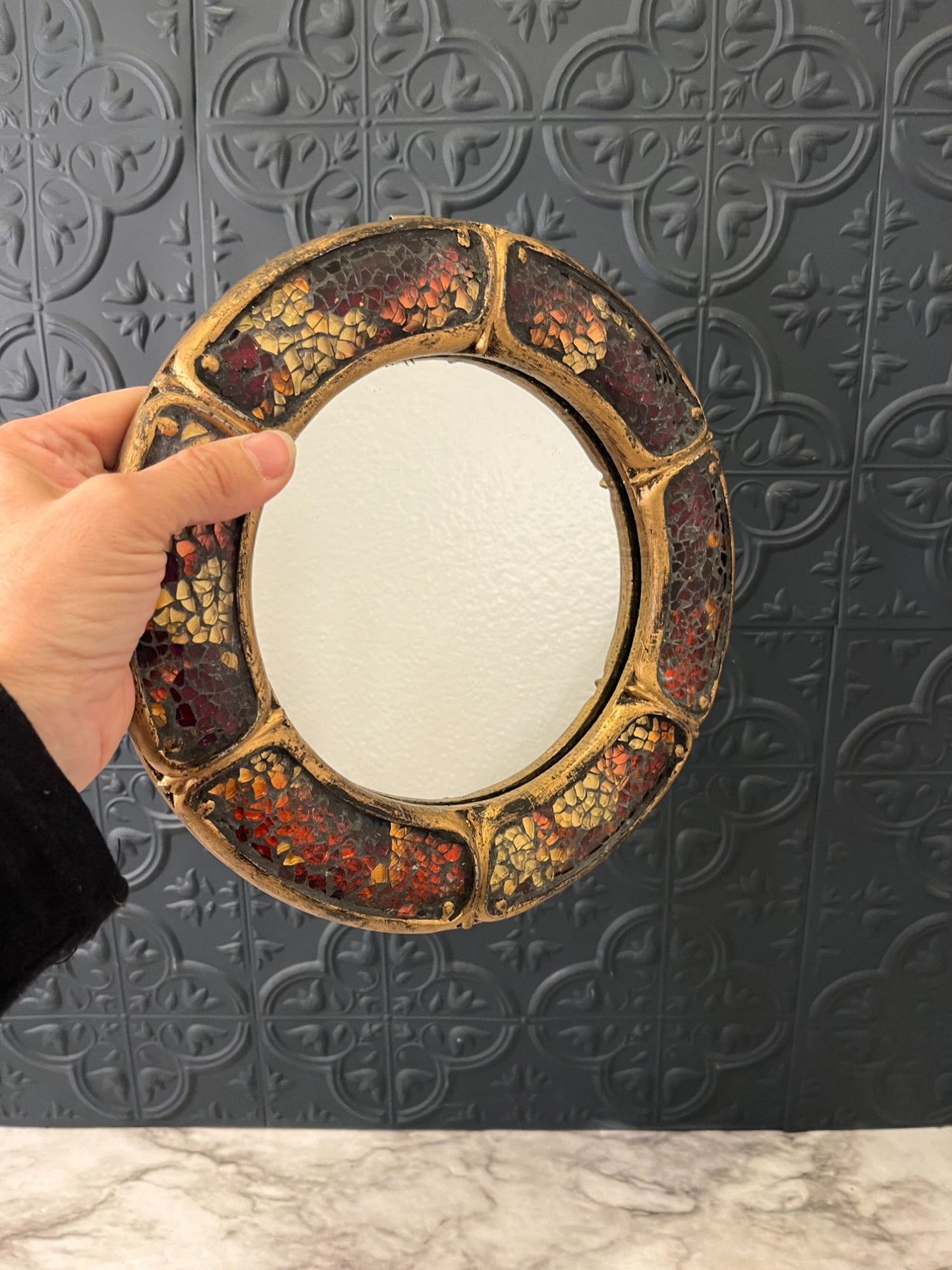 Round Glass Mosaic Mirror