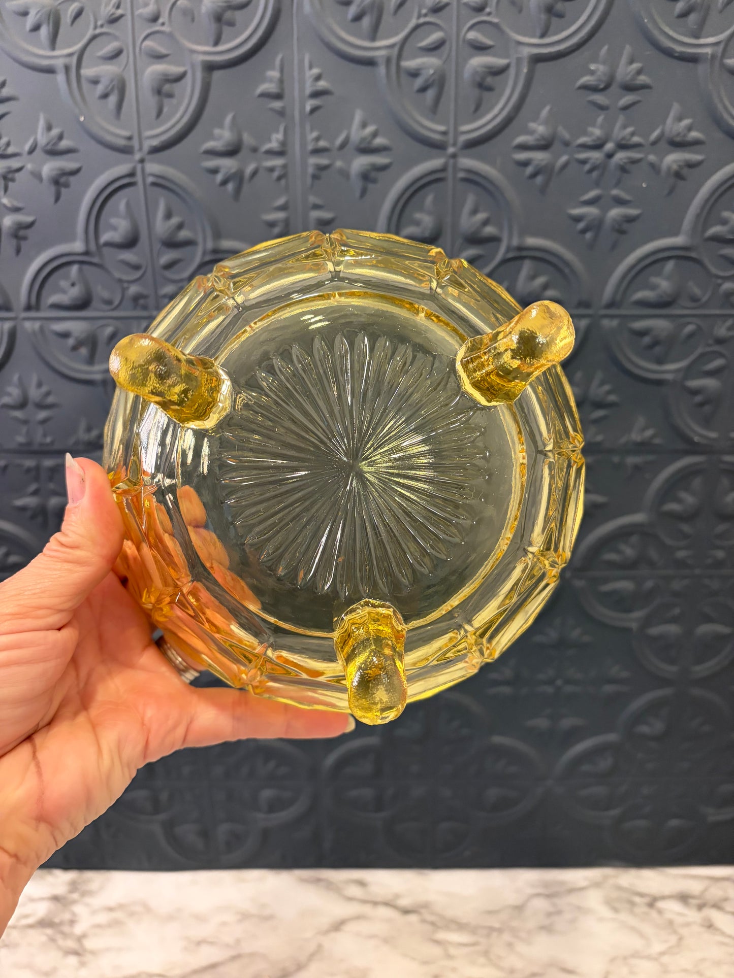 Indiana Glass Yellow Footed Bowl