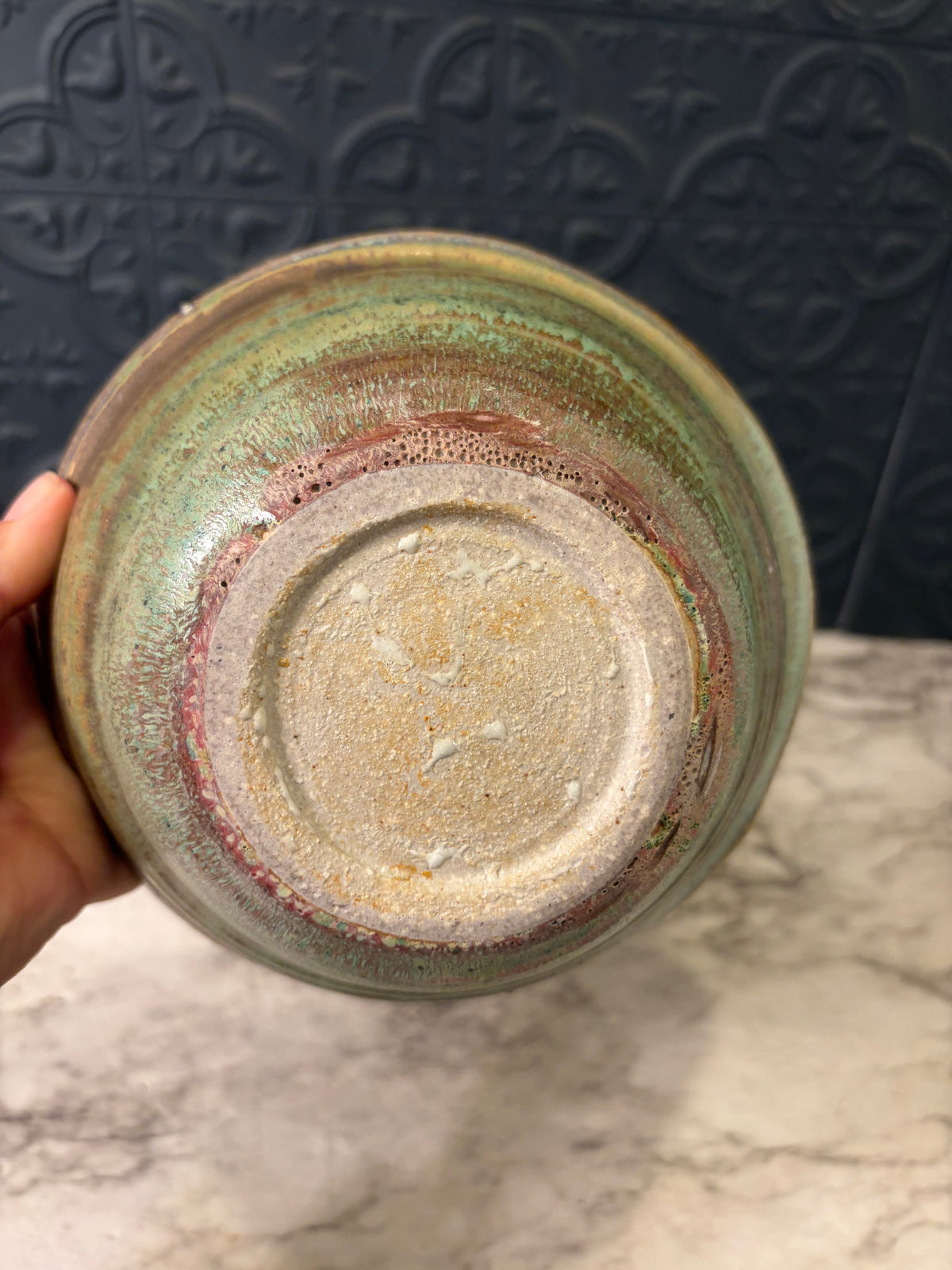 7" Teal and Purple studio pottery bowl