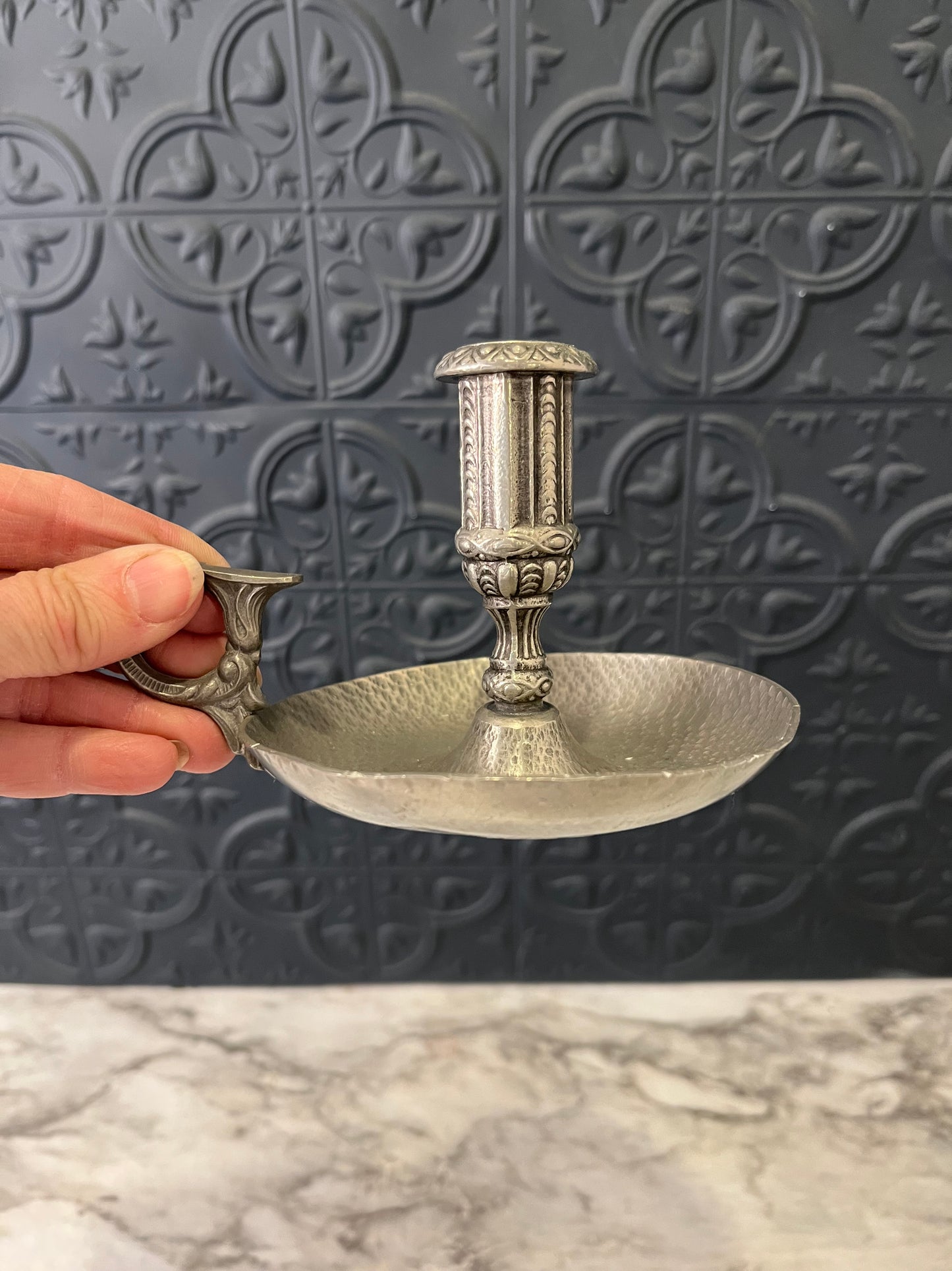 Norwegian BK Tinn Pewter Chamber Stick