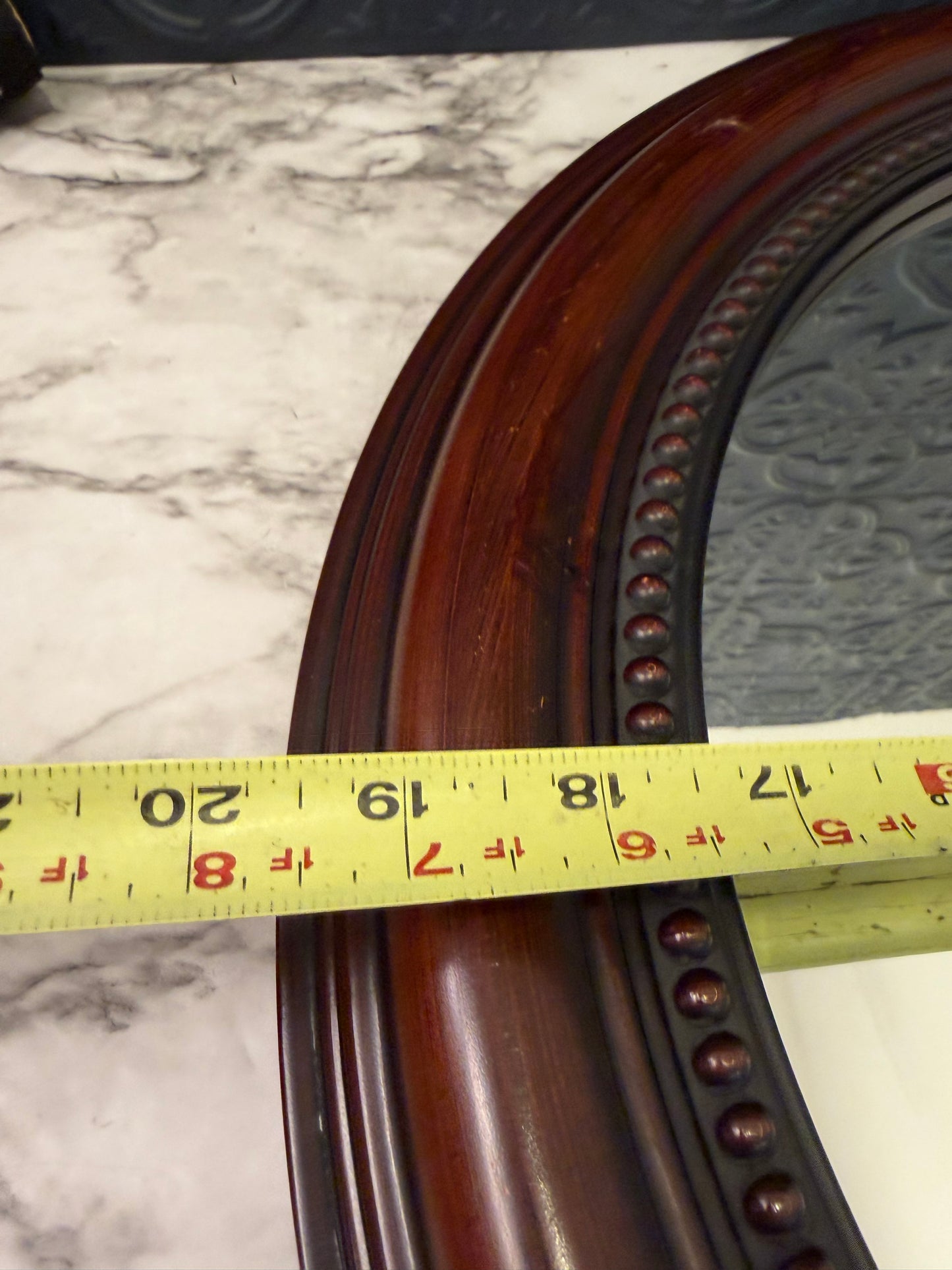 Round Brown Mirror with Dots 19.5"