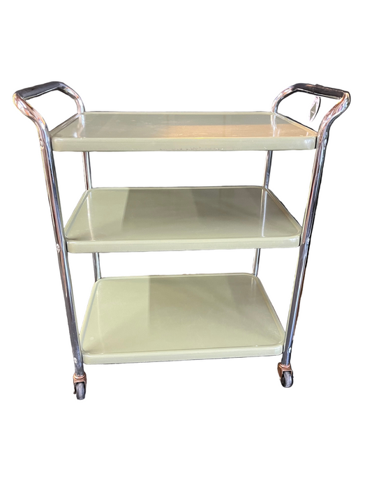 Vintage Sage Green Metal 3 tier cart