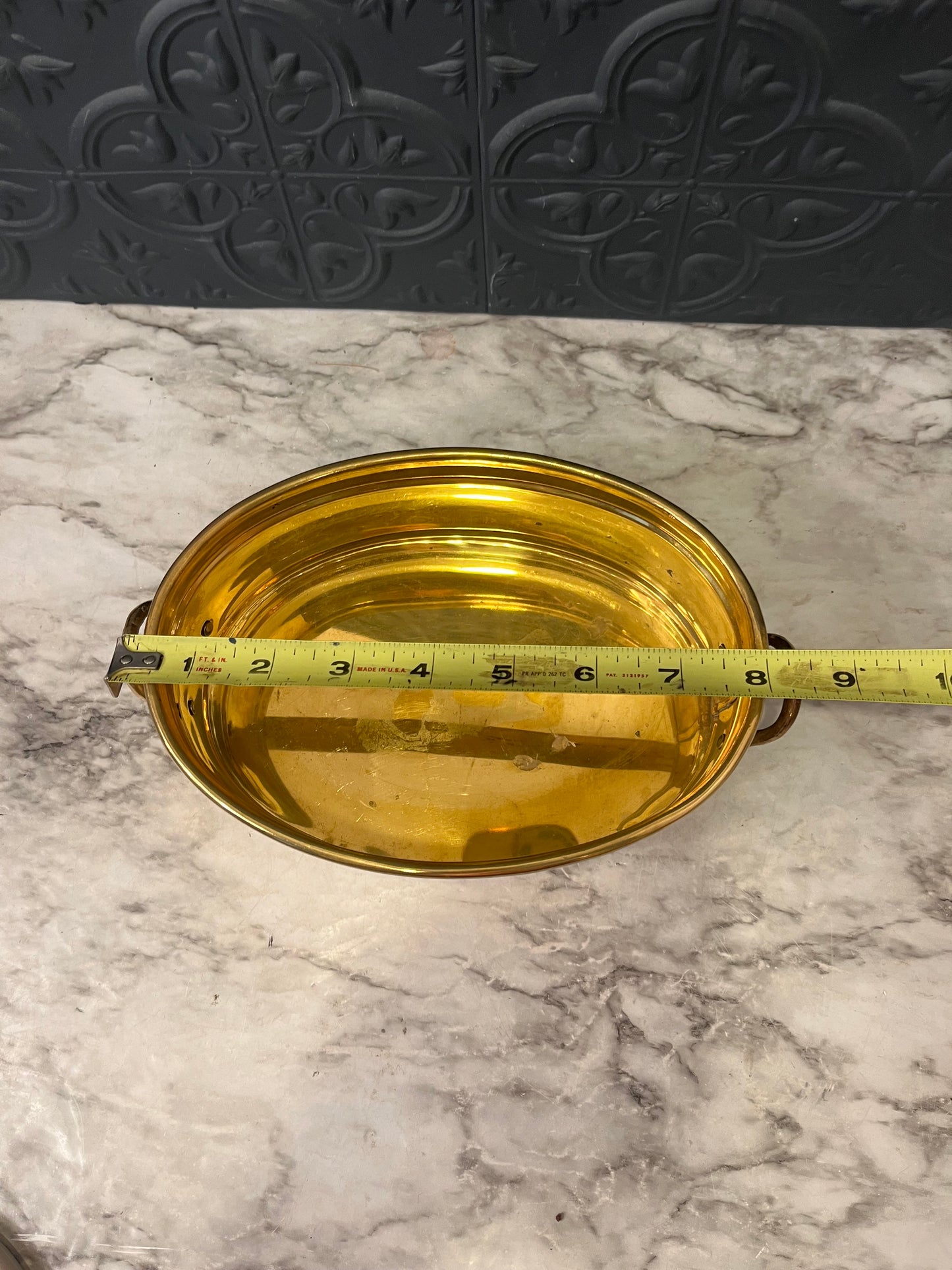 Oval Brass Pot with Handles 8.5