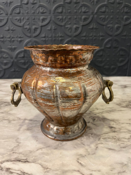 Hammered Copper planter with handles