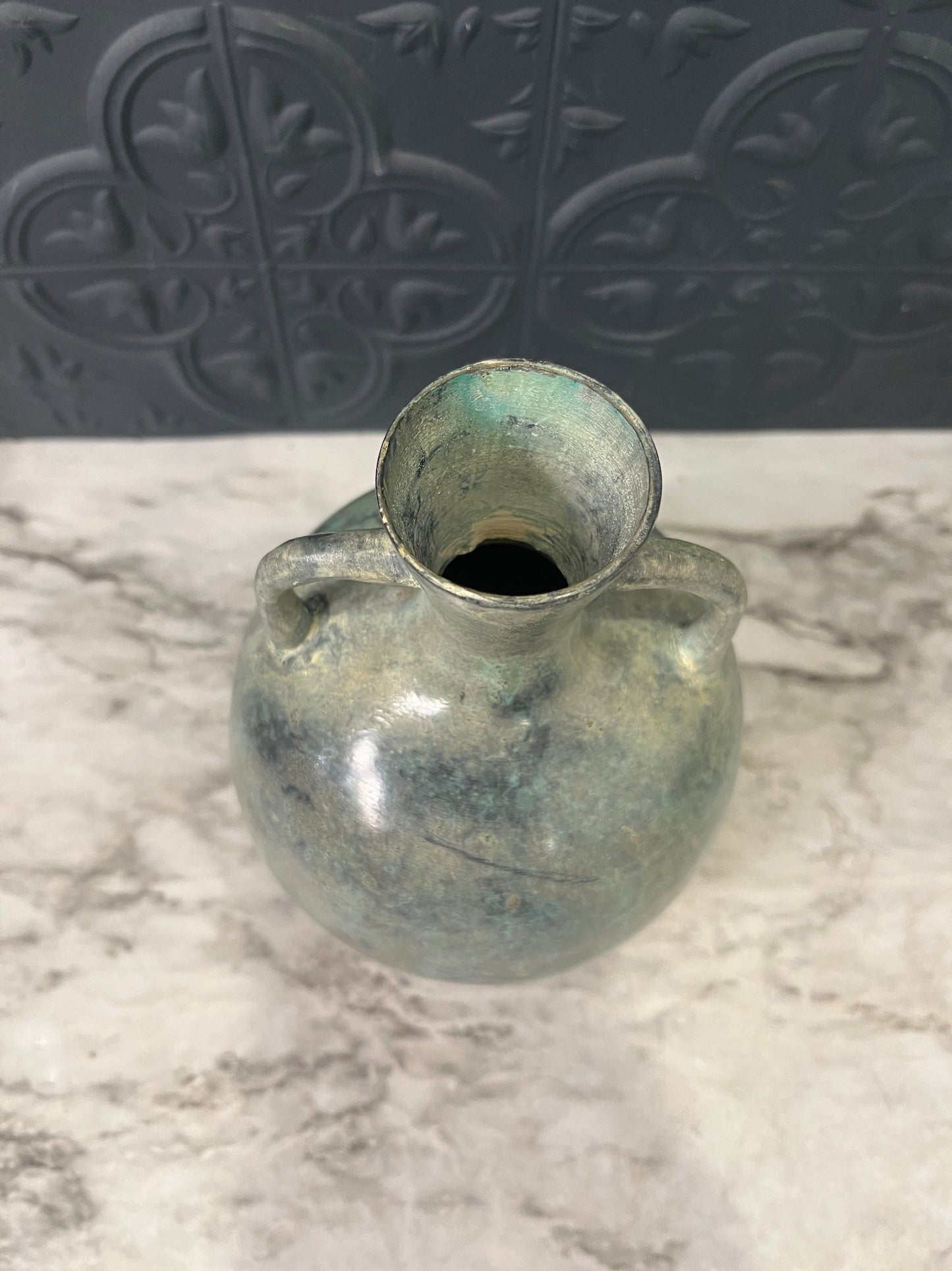 Blue Metal double handled Vessel