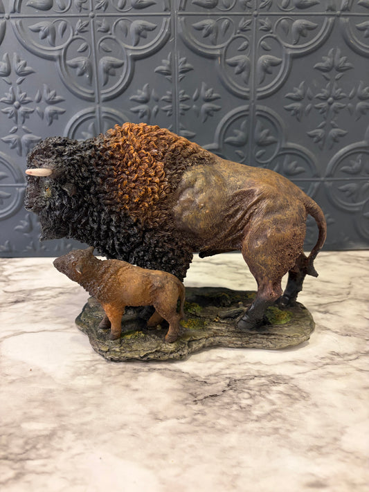 Buffalo Figure with Baby