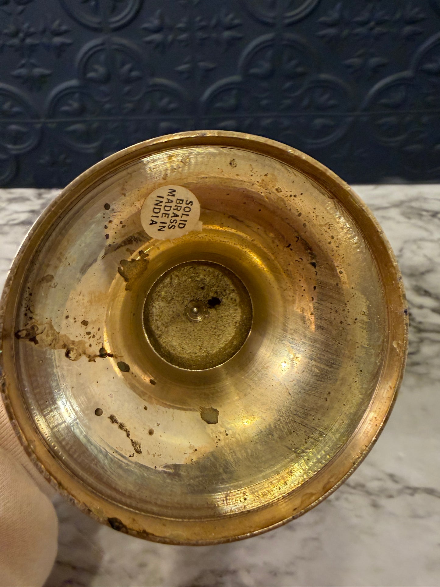 9.5" Brass Vase with Swirl Body
