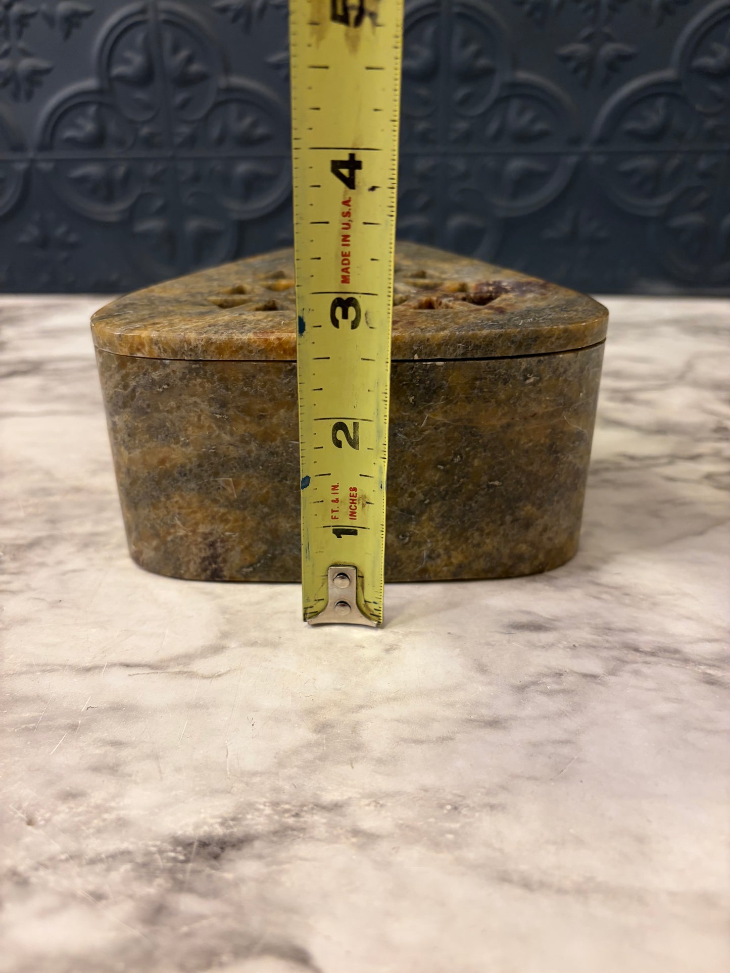 Triangle Soapstone Incense Box
