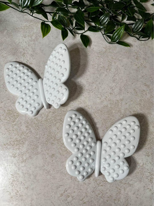 Burwood white hobnail butterflies x2