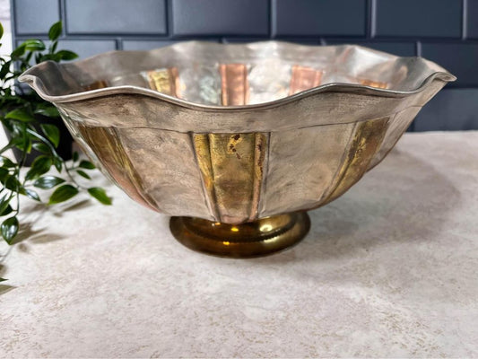 Striped metal bowl