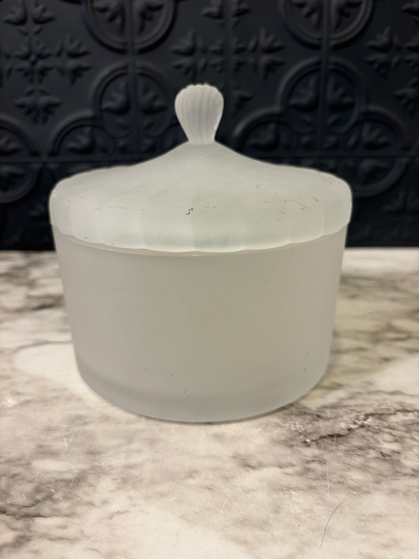 Satin Glass Lidded Candy Dish