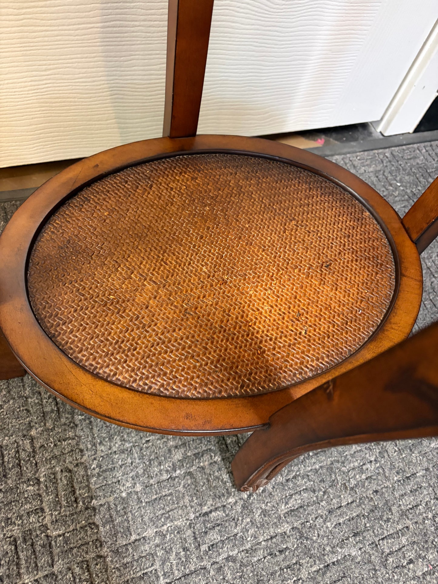 Dark Wood Oval Table with Rattan