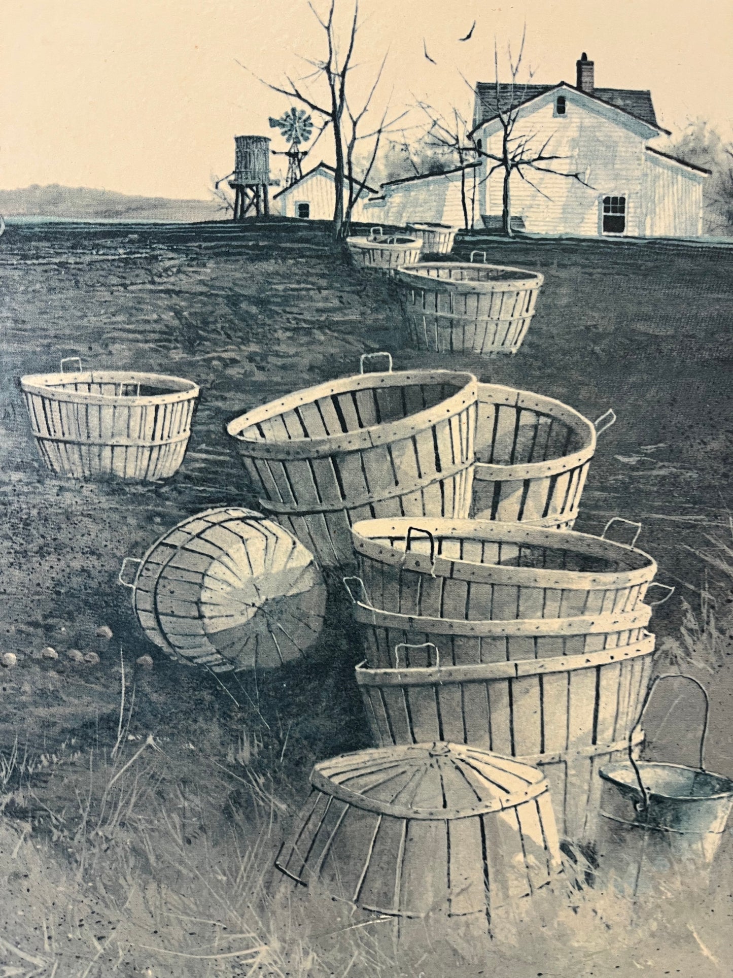 Harvest Print on Board Green Frame