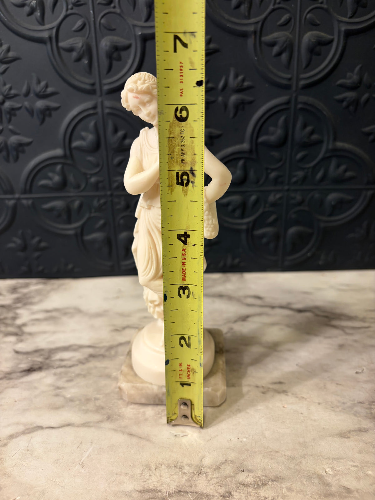Resin Sculpture of Roman Woman on Marble Base