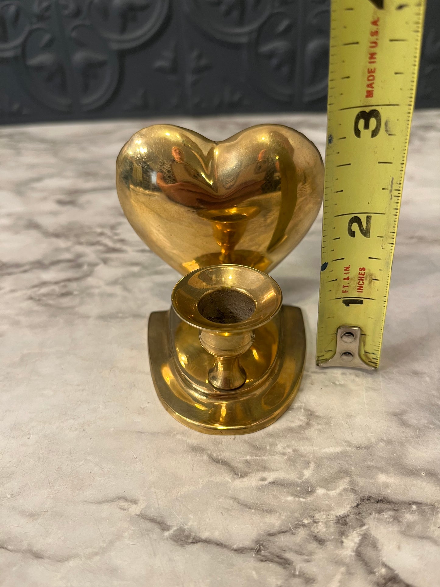 Mini Heart Brass Candle Holder Wall Mount