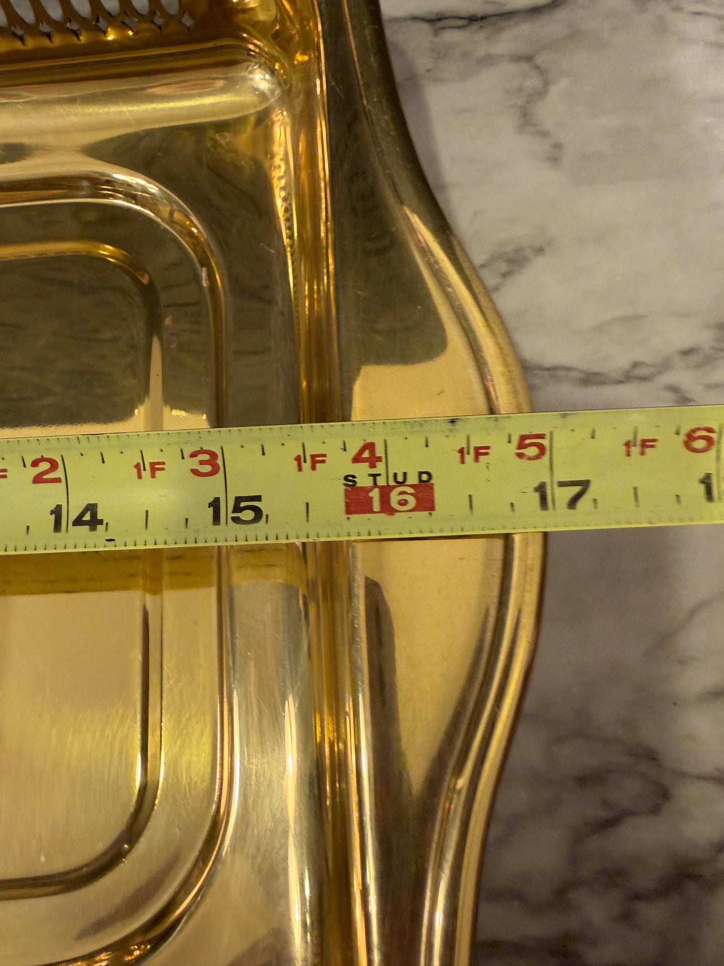 Shiny Brass Tray with filigree edge Rectangle