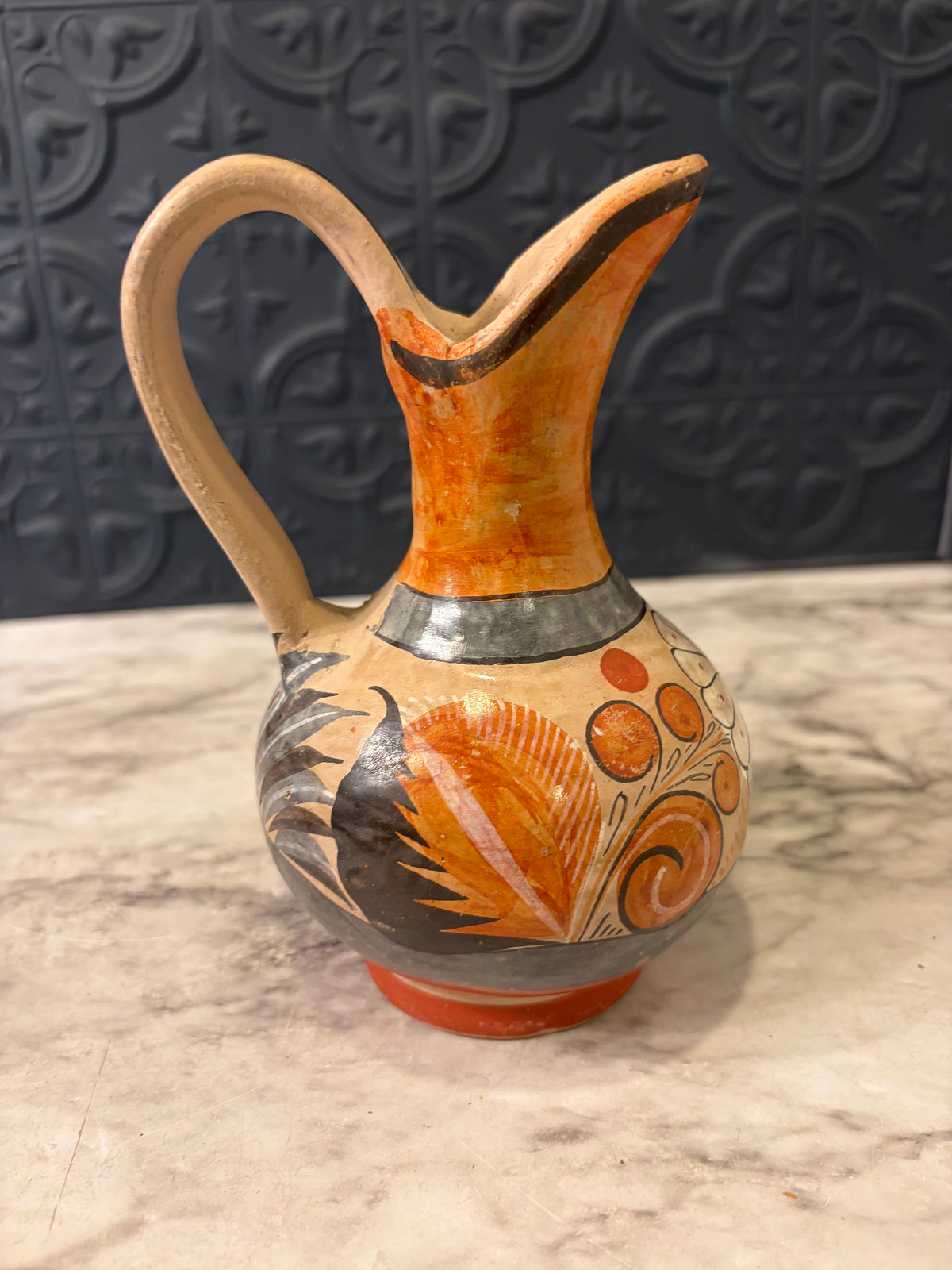 Mexican Pottery Pitcher Orange