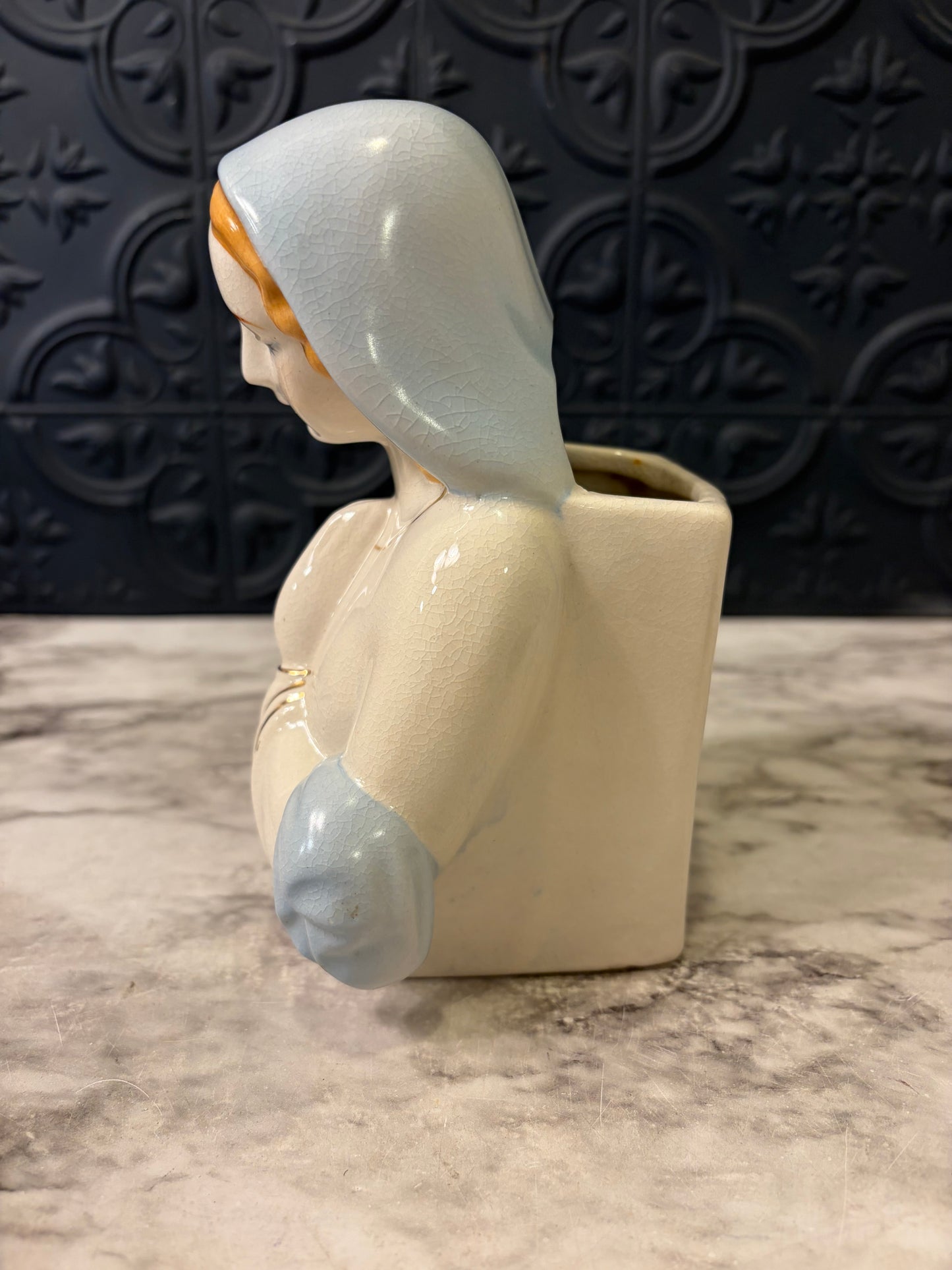 Praying Madonna Planter with Blue Robe
