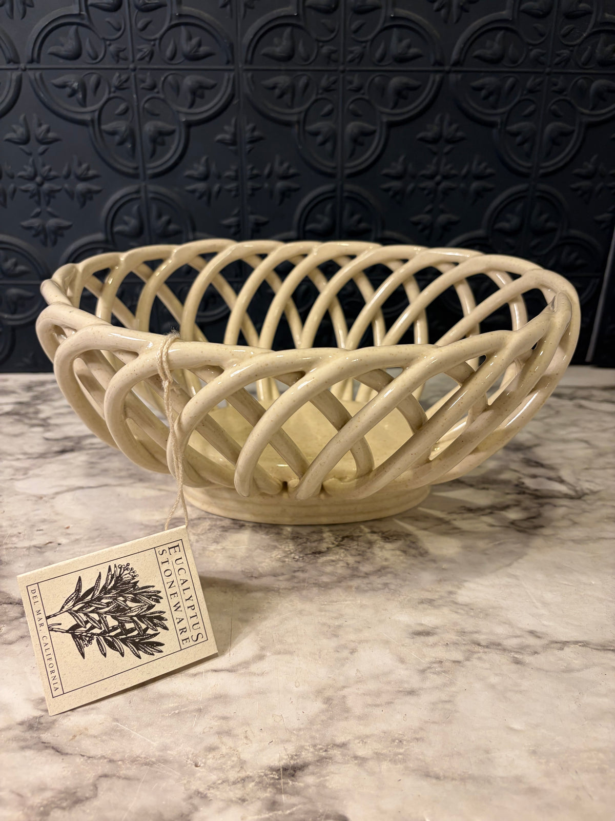 Open Weave Cream Stoneware Bowl