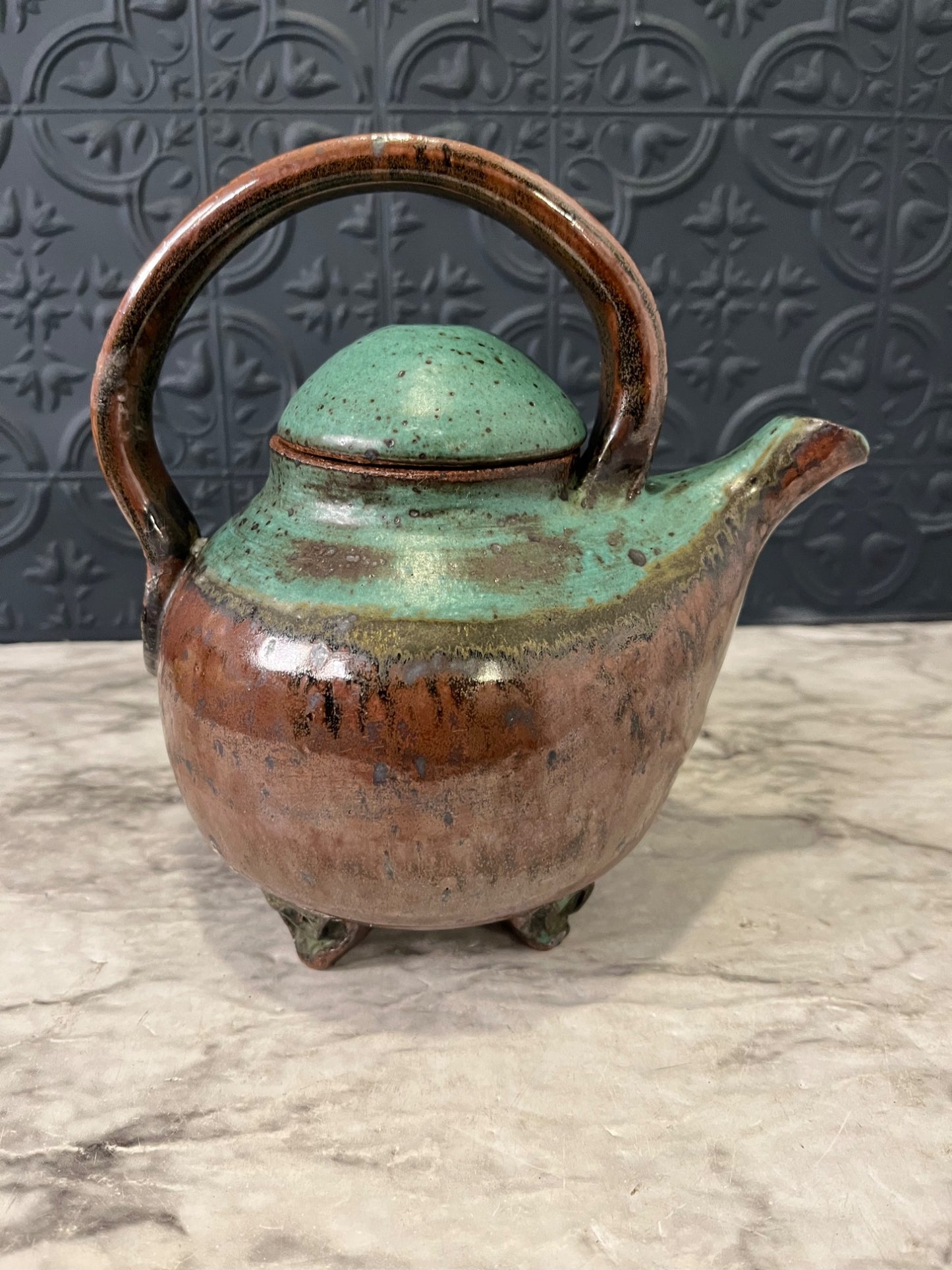 Pottery Tea Pot with Chip