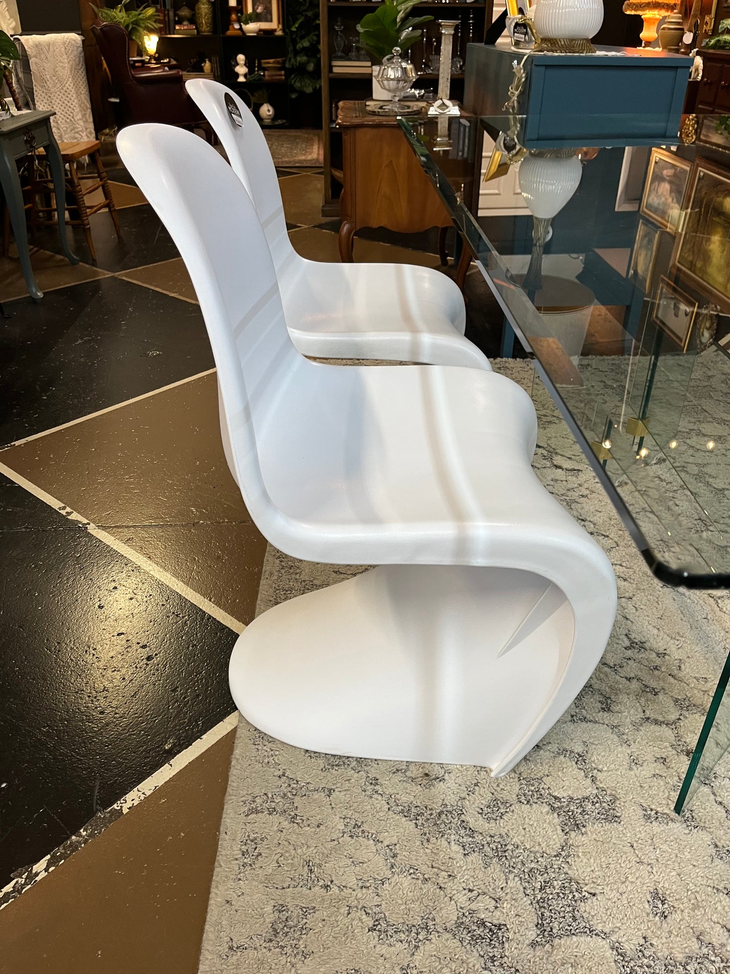 White Panton Style Dining Chairs set of 2