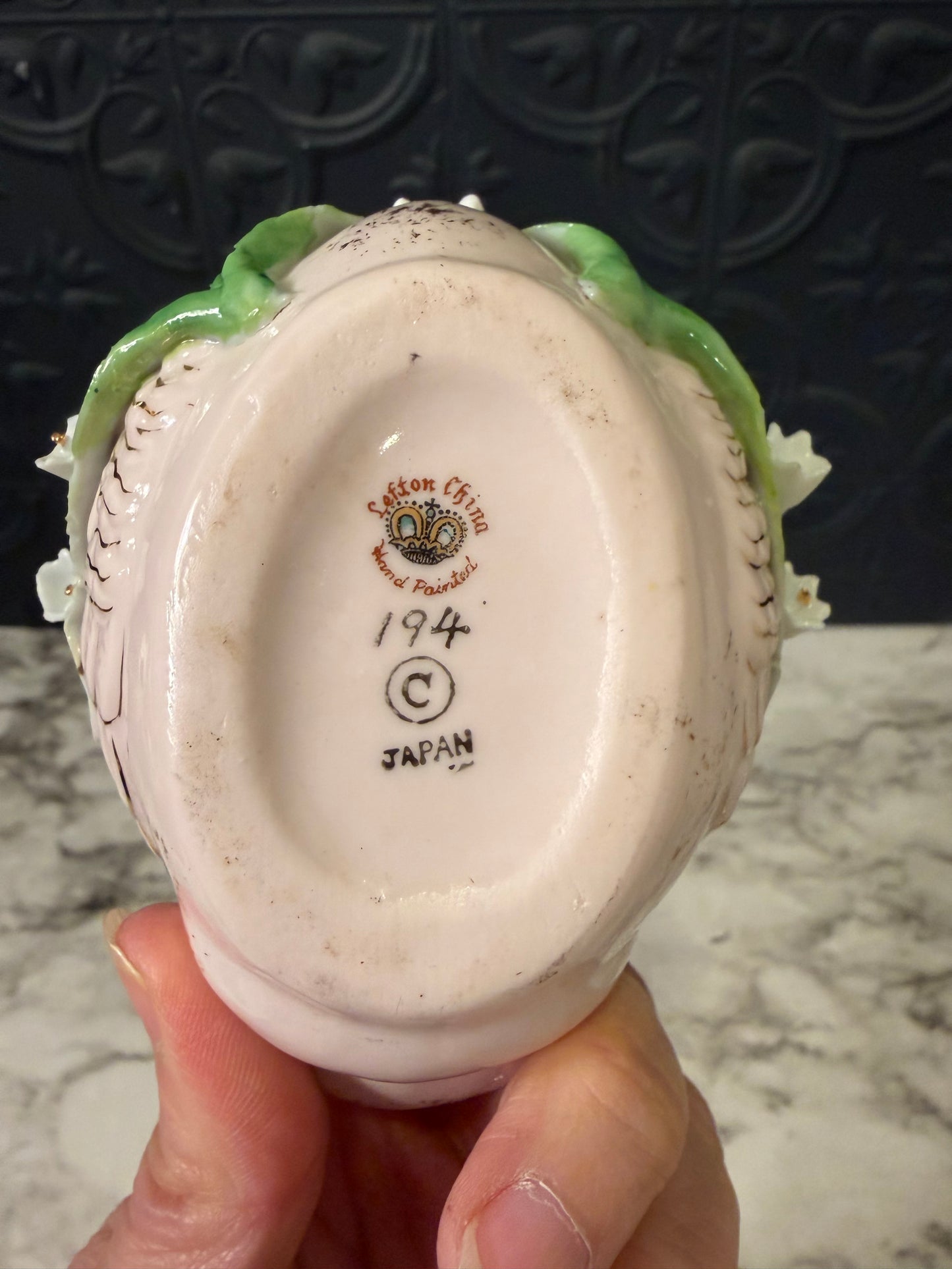 Lefton China Pink Swan Planter AS IS