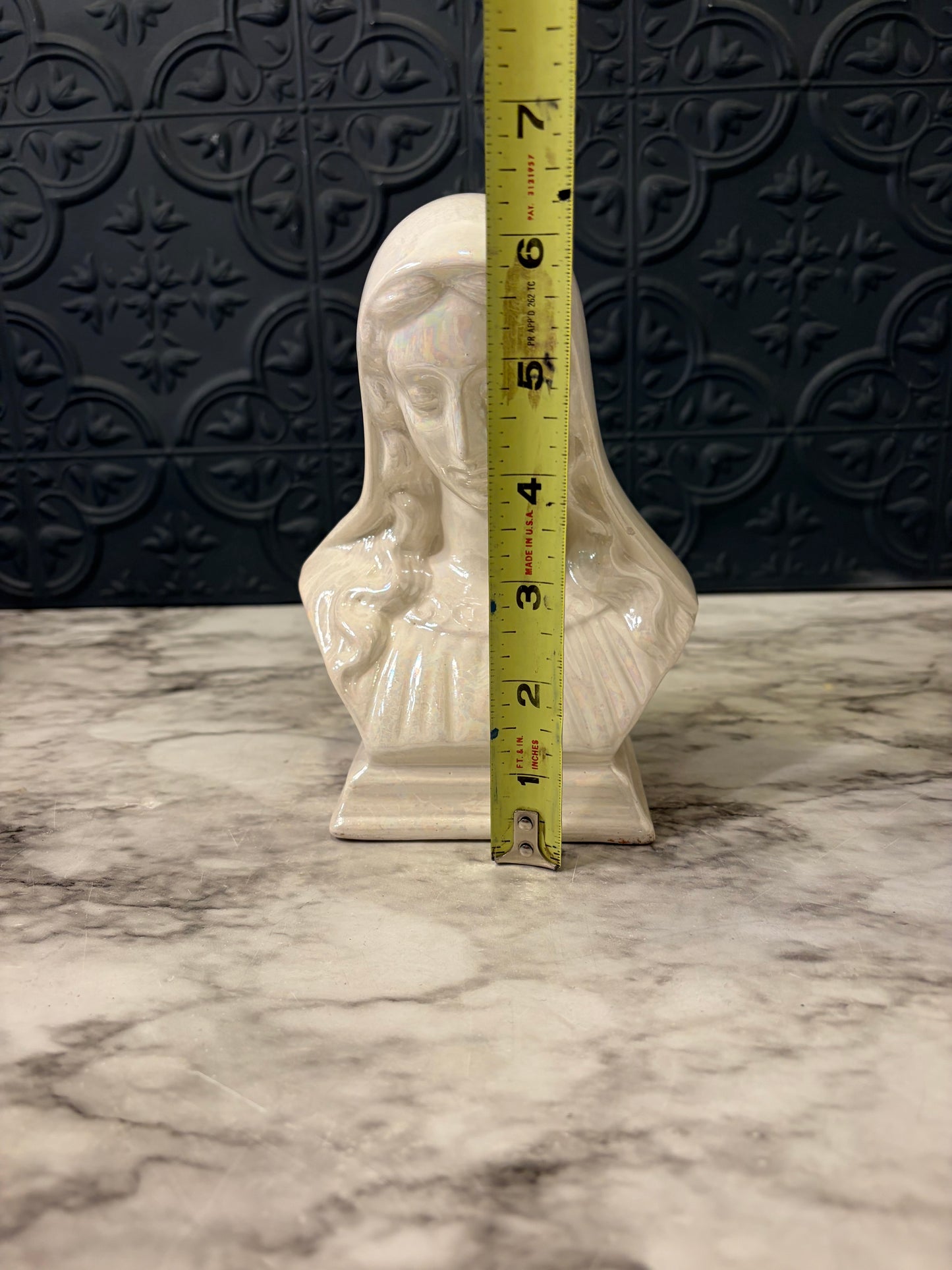 White Glazed Ceramic Madonna Bust