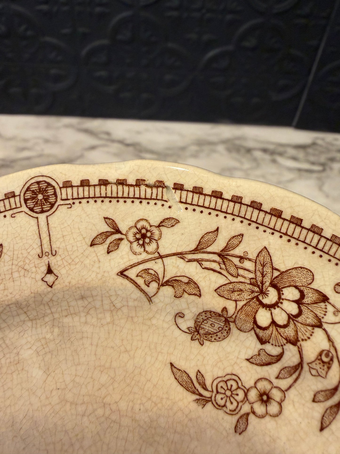 Melton Brown Transferware Plate 7"