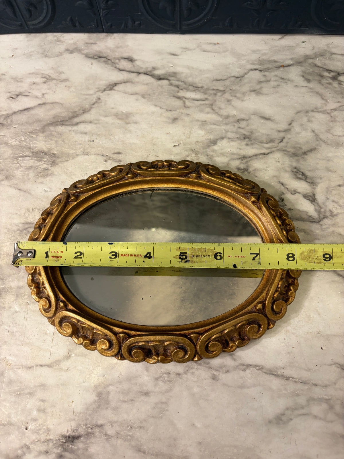 Vintage Oval Tarnished Mirror