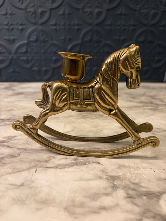 Brass Rocking Horse Candle Holder