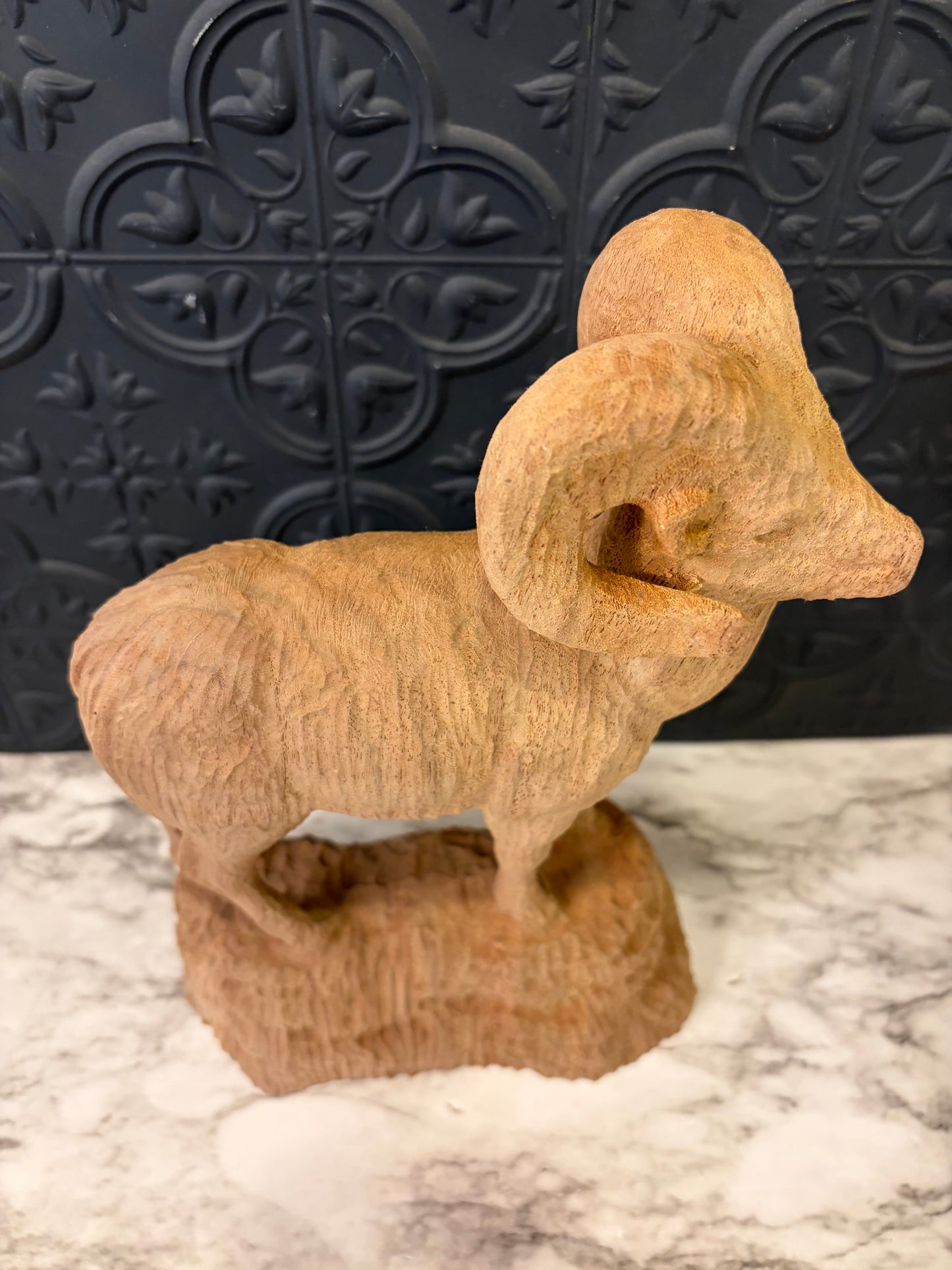 Wood Carved Big Horn Sheep