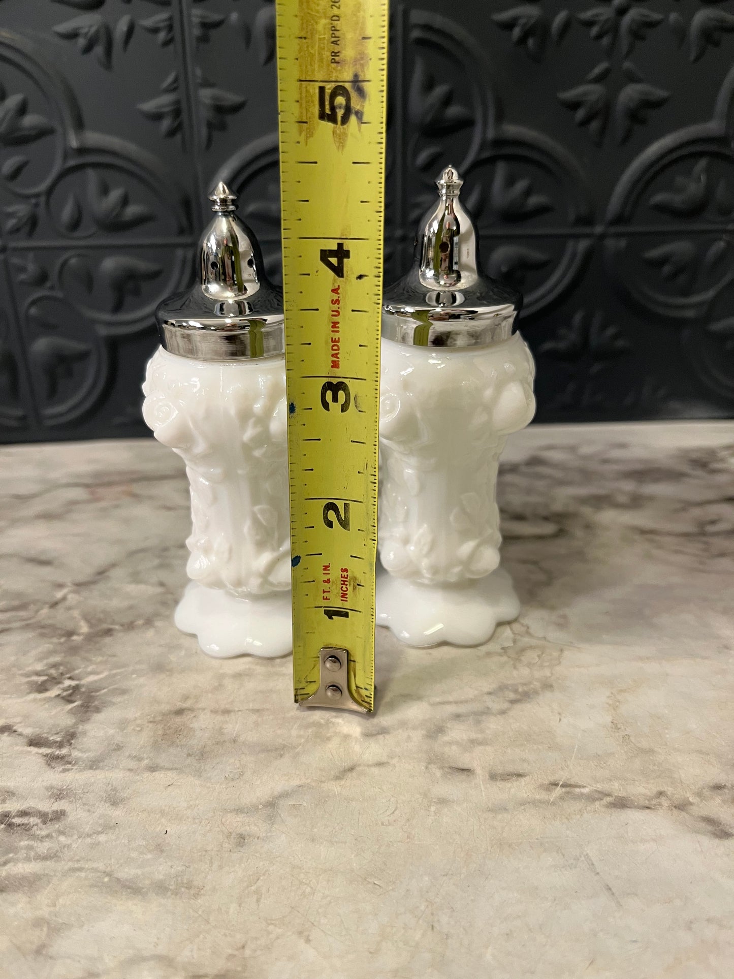 Fenton Cabbage Milk Glass Salt and Pepper Shakers