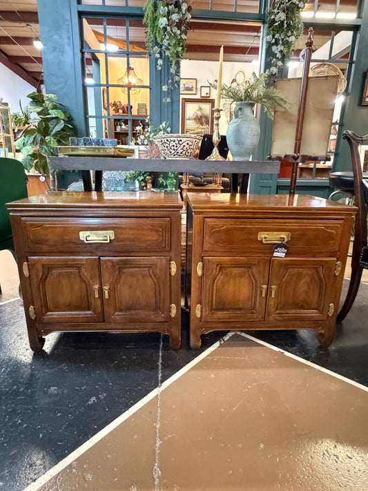 Set of Dark Wood Nighstands by Davis