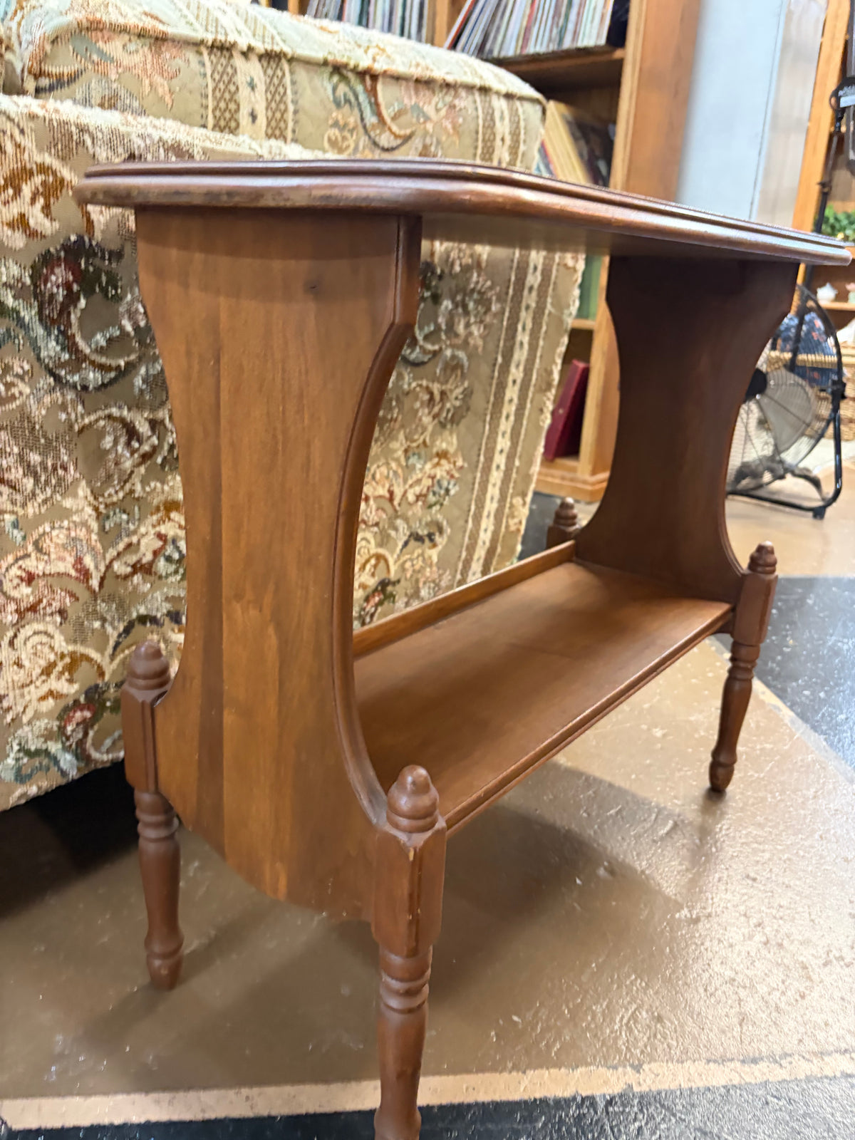 Vintage Rectangle Wood Table with Book ledge