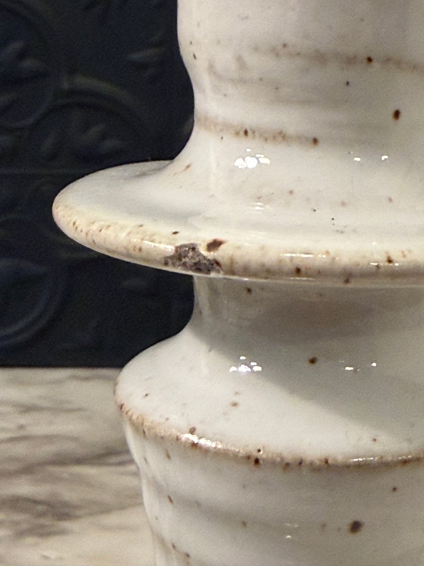 Tyner White Pottery Chamberstick Holder