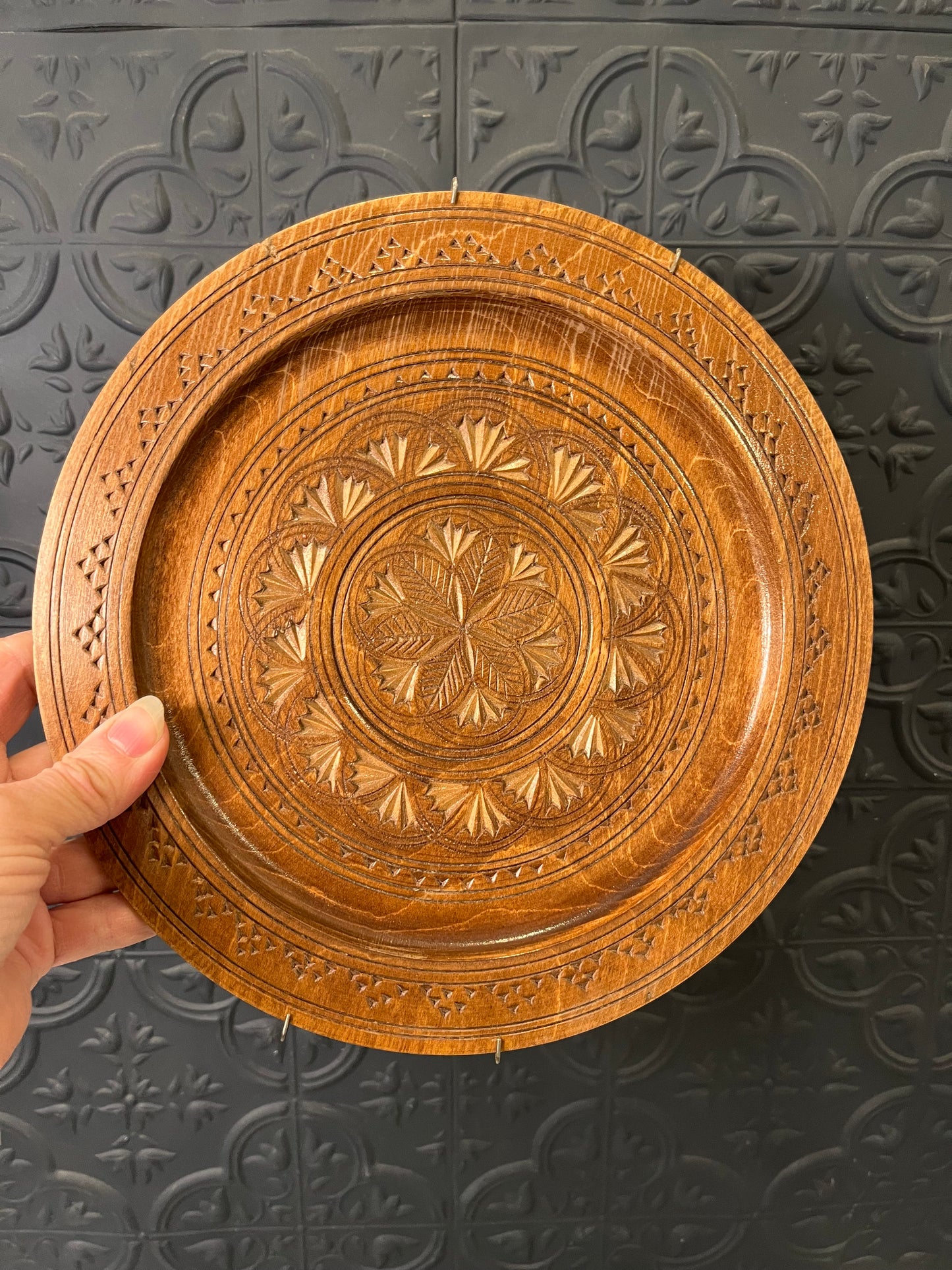 Carved Wood Decorative Plate