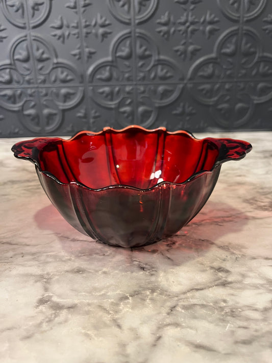 Ruby Red Oyster and Pearl glass bowl