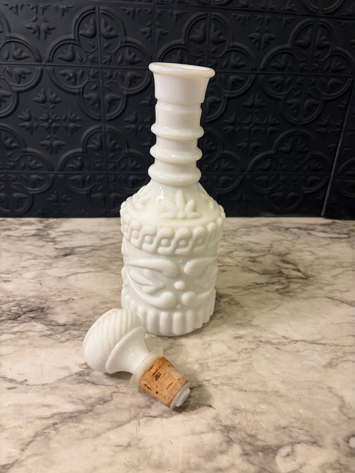 Jim Beam Milk Glass Decanter with Stopper
