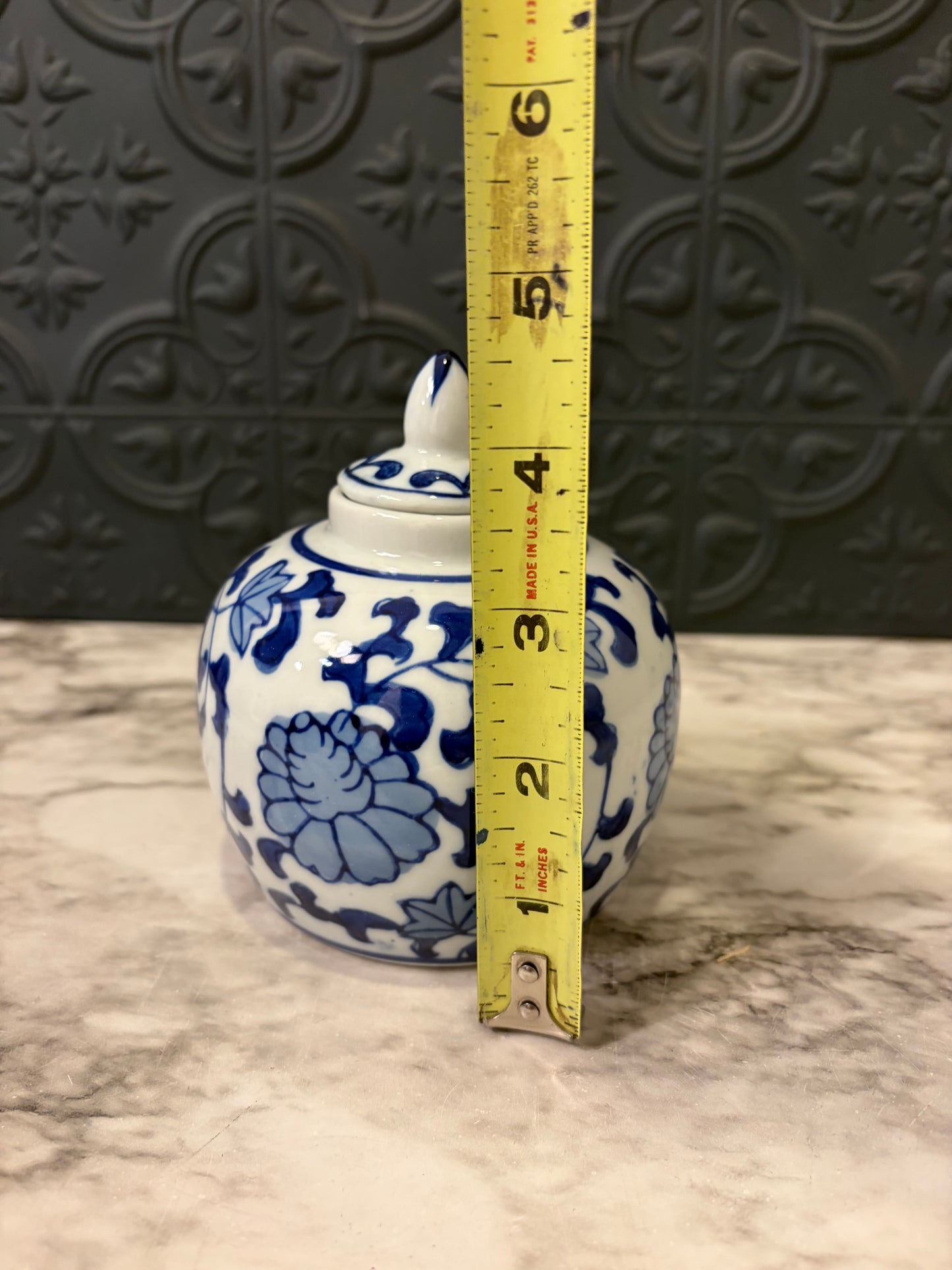 4.5" Blue and White Ginger Jar