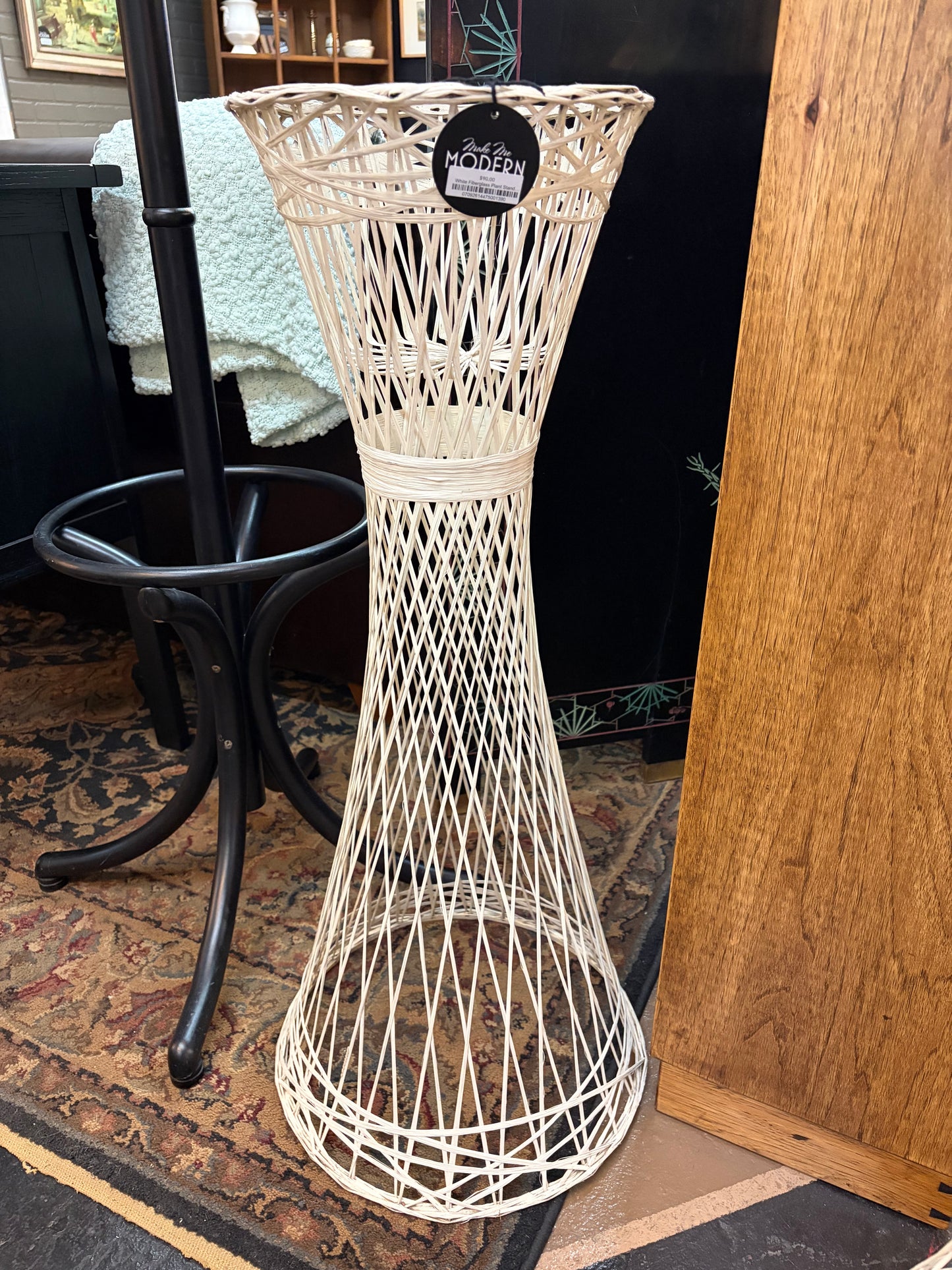 White Fiberglass Plant Stand Large
