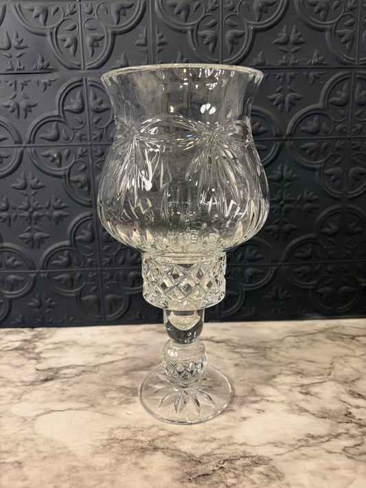Cut Crystal Pedestal Hurricane or Fairy Lamp