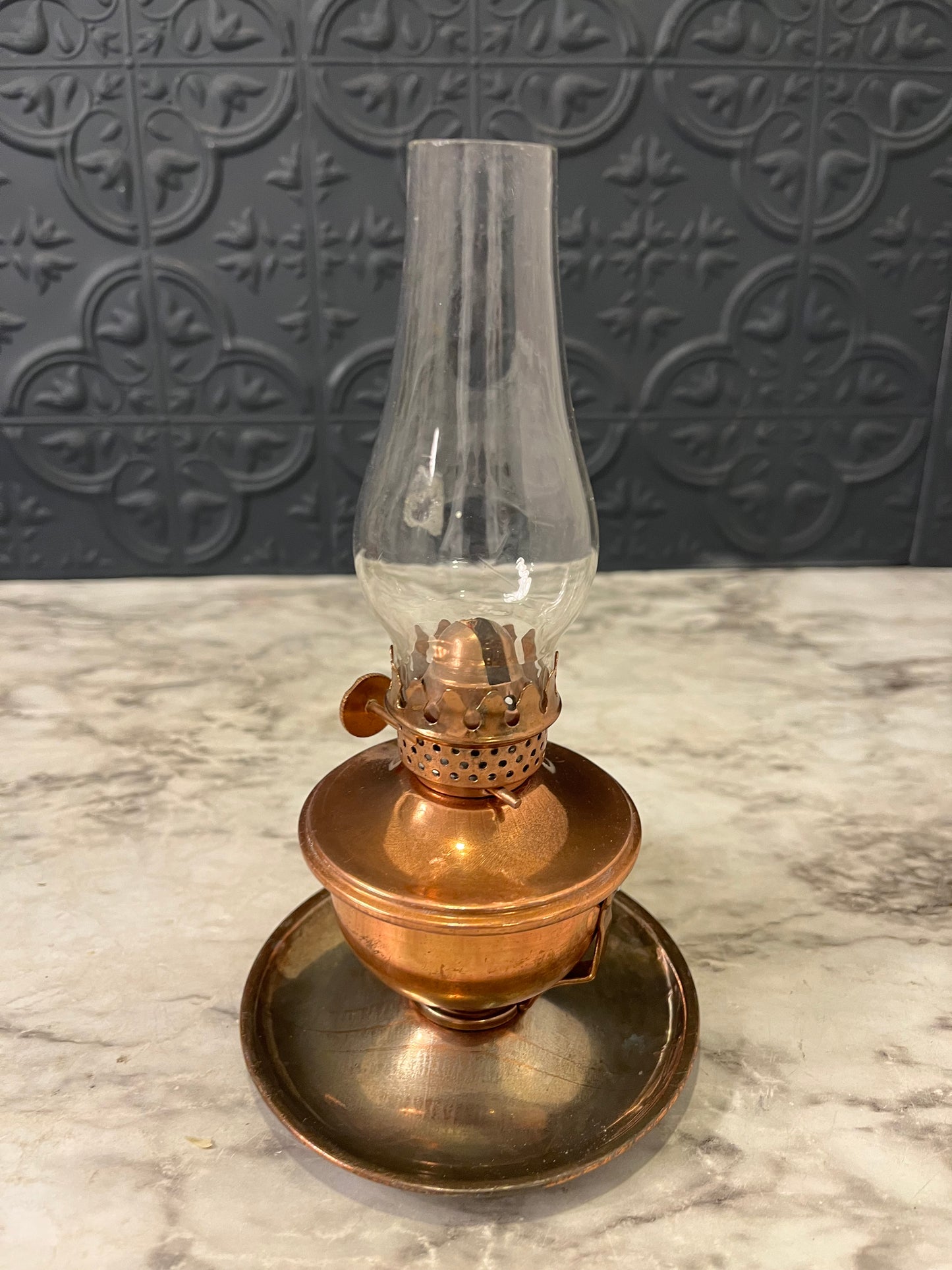 Small Copper Oil Lamp with hurricane