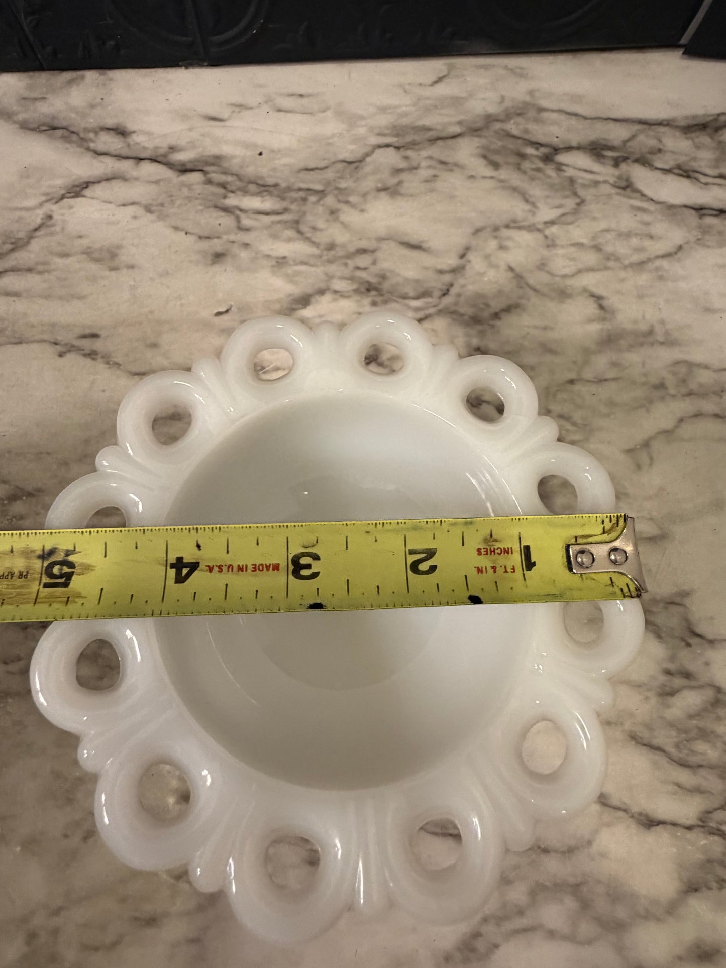 Milk Glass Pedestal Bowl with Lace Edge