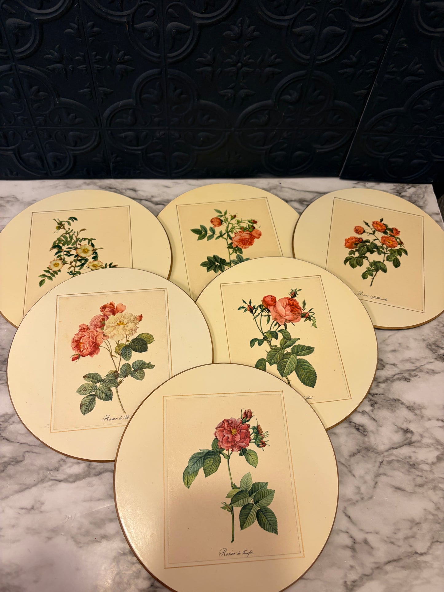 Cork Back Floral Trivets Set of 6